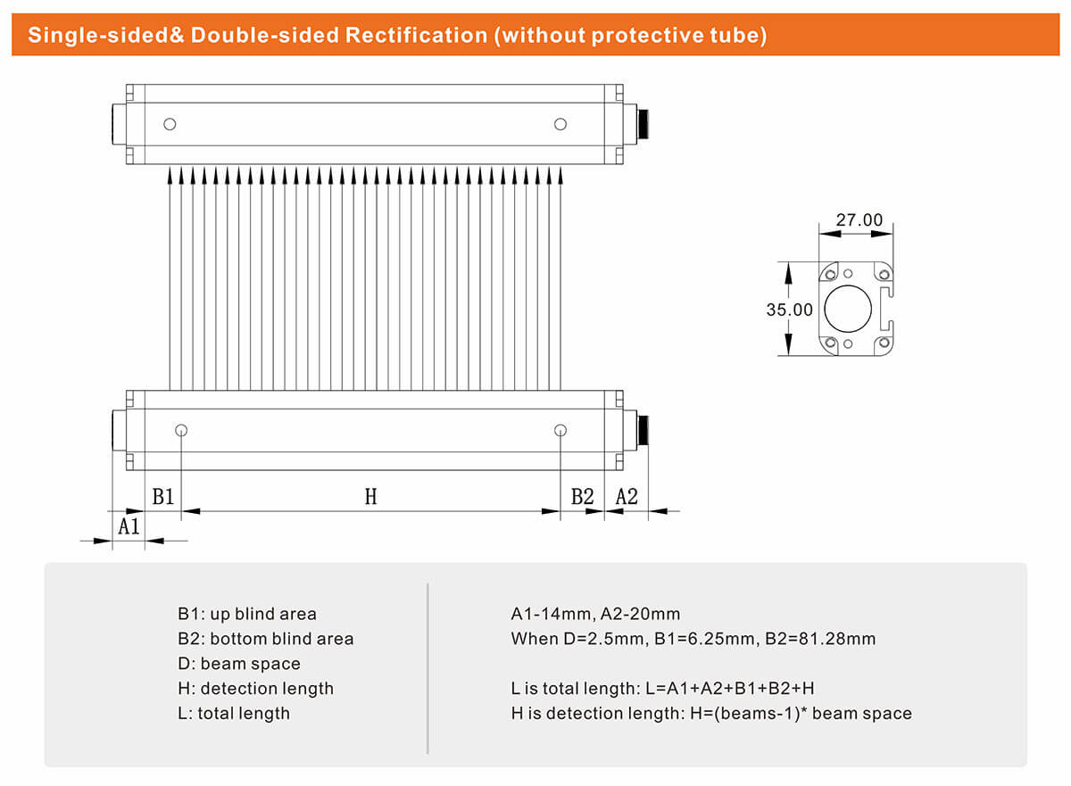 Central Correction Light Curtain Sensor