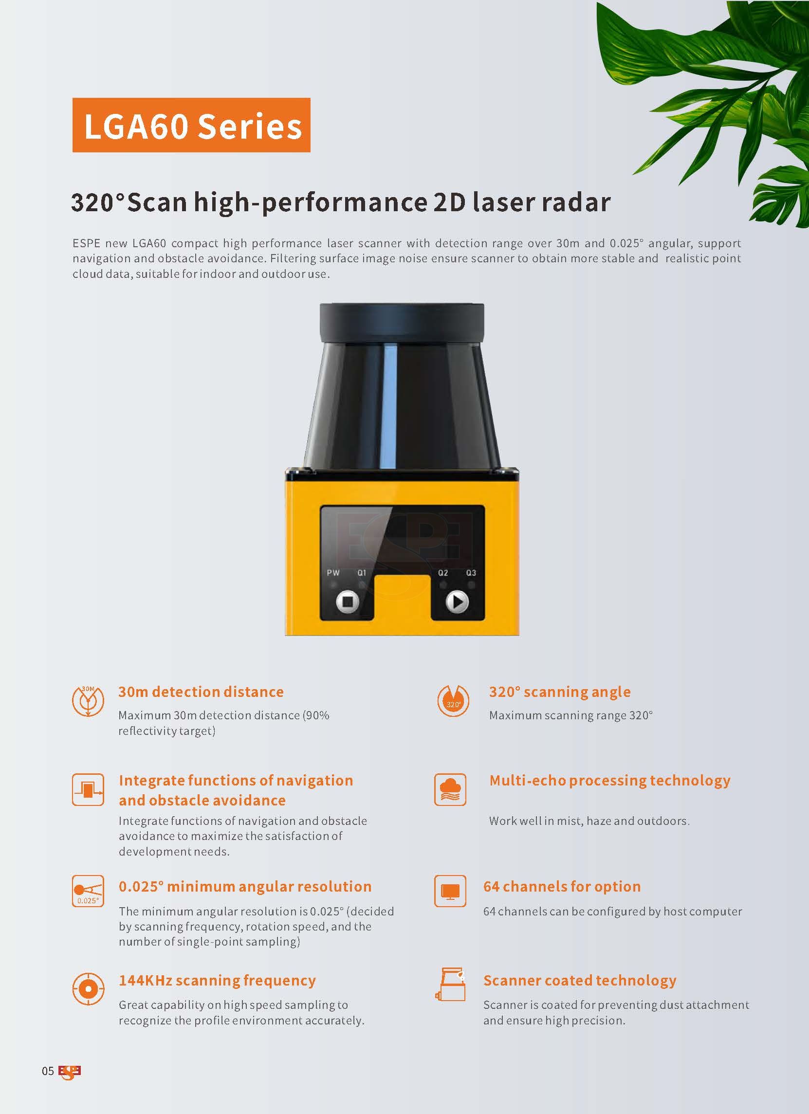 LGA60 320° Scan High Performance Laser Scanner
